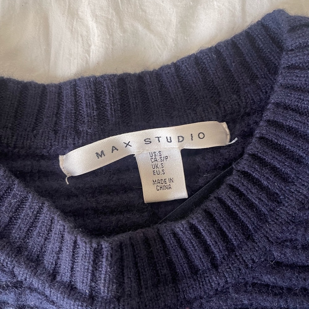 max studio blue ribbed thick cropped sweater - Picture 3 of 5